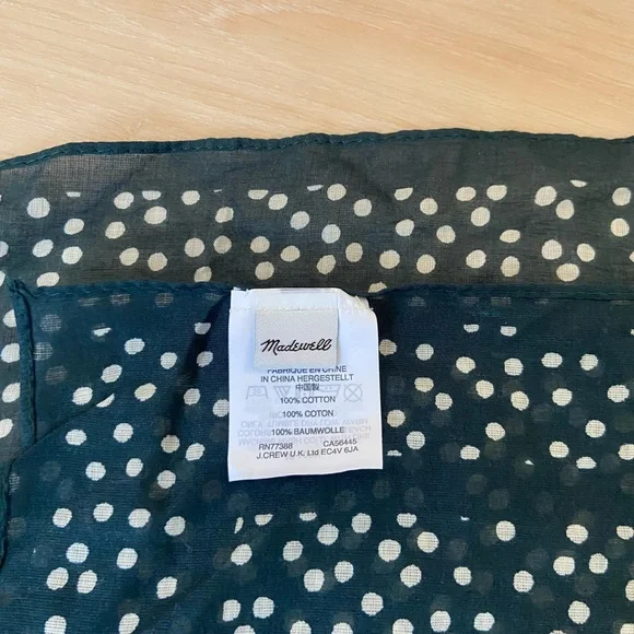 Madewell Dark Green Square Bandana Scarf 100% Cotton Handkerchief Ditsy Dot - Picture 3 of 3